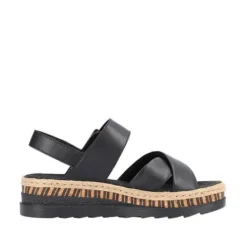 Rieker Black Wedge Sandal|V795100B