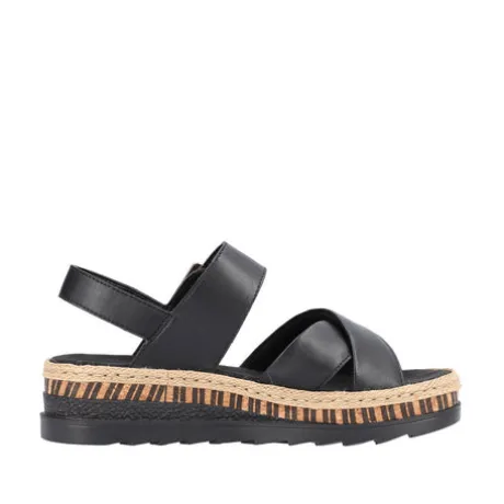 Rieker Black Wedge Sandal|V795100B