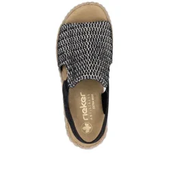 Rieker Black Wide Fit Woven Wedge Sandal||6927600