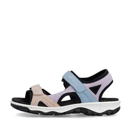 Rieker Blue and Pink Comfort Velcro Sandal|6886693
