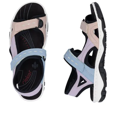 Rieker Blue and Pink Comfort Velcro Sandal|6886693