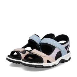 Rieker Blue and Pink Comfort Velcro Sandal|6886693