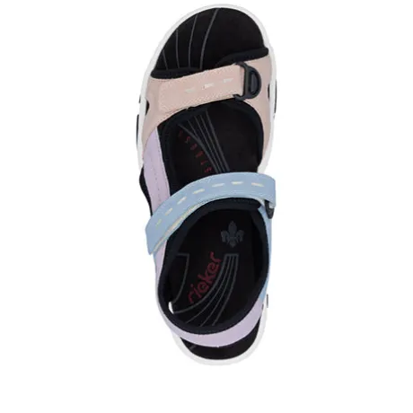Rieker Blue and Pink Comfort Velcro Sandal|6886693