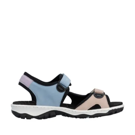 Rieker Blue and Pink Comfort Velcro Sandal|6886693