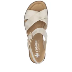 Rieker Light Gold Hook & Loop Wedge Sandal|6379560G