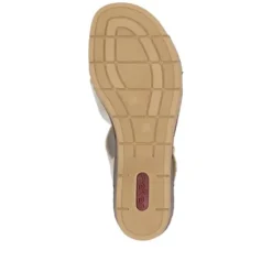 Rieker Light Gold Hook & Loop Wedge Sandal|6379560G