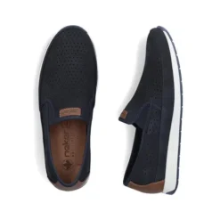 Rieker Navy and Tan Comfort Slip On|1195514