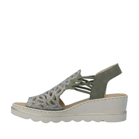 Rieker Sage Green Wedge Sandal|6746552