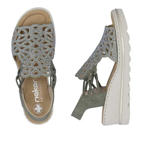 Rieker Sage Green Wedge Sandal|6746552