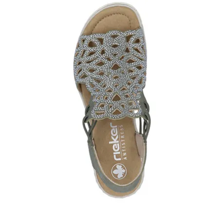 Rieker Sage Green Wedge Sandal|6746552