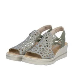 Rieker Sage Green Wedge Sandal|6746552