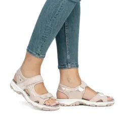 Rieker Soft Pink Comfort Velcro Sandal|6886631P