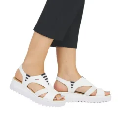 Rieker White Mini Wedge Strap Sandal|V44Y580WH