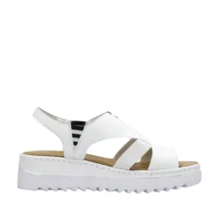 Rieker White Mini Wedge Strap Sandal|V44Y580WH