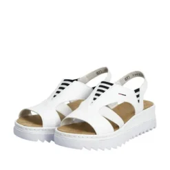 Rieker White Mini Wedge Strap Sandal|V44Y580WH