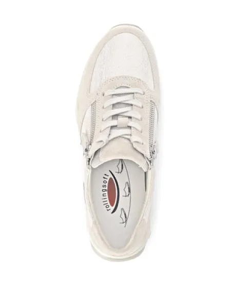 Rolling Soft Beige Lizard Print Comfort Trainer|8696822