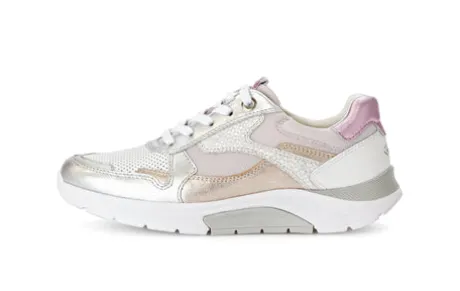 Rolling Soft Metallic Leather and Fabric Trainer|8692553