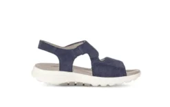 Rolling Soft Navy Wedge Suede Sandal|8681536