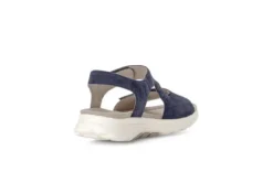 Rolling Soft Navy Wedge Suede Sandal|8681536