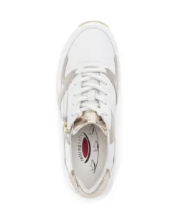 Rolling Soft White and Taupe Wedge Trainer|8695852