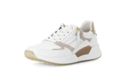Rolling Soft White and Taupe Wedge Trainer|8695852