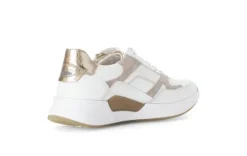 Rolling Soft White and Taupe Wedge Trainer|8695852