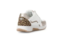 Rolling Soft White, Gold and Leo Print Trainer|8687853