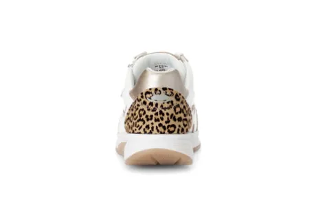 Rolling Soft White, Gold and Leo Print Trainer|8687853