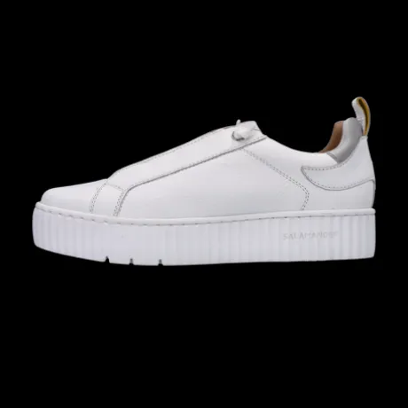 Salamander White Leather Platform Trainer|F31ARP0320
