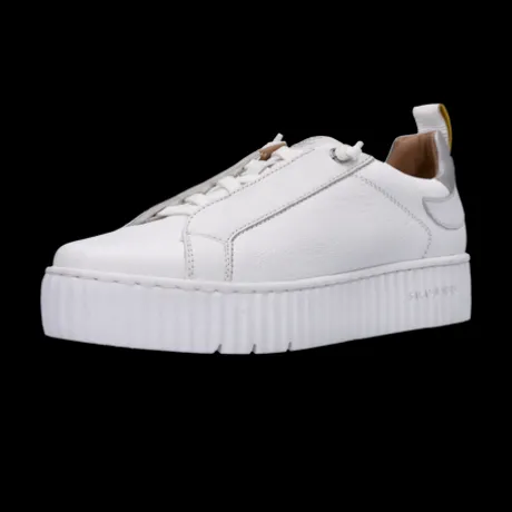Salamander White Leather Platform Trainer|F31ARP0320