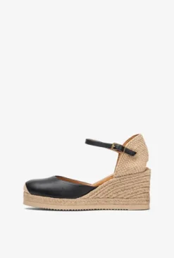 Unisa black Leather Espadrille|CACE26BK