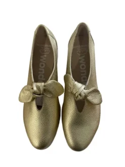 Wonders Gold Grain leather Wedge Slip On|C33159P