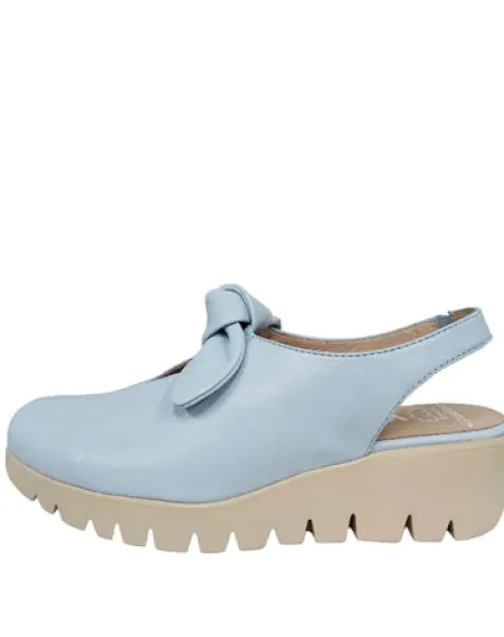 Wonders Light Blue Wedge Sling Back|C33315A
