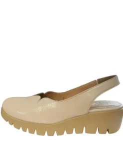 Wonders Off White Patent Wedge Sling Back|C33260O