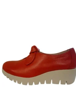 Wonders Red Soft Leather Wedge Slip On|C33159F